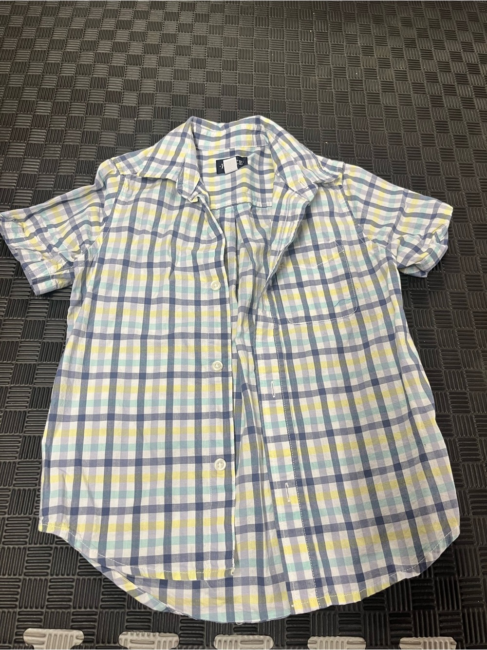 Place Boys Plaid Short-Sleeve Button-Down in Blue, Yellow & White